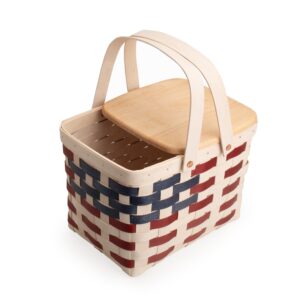Americana Homestead Picnic Basket with Lid and Protectors - White