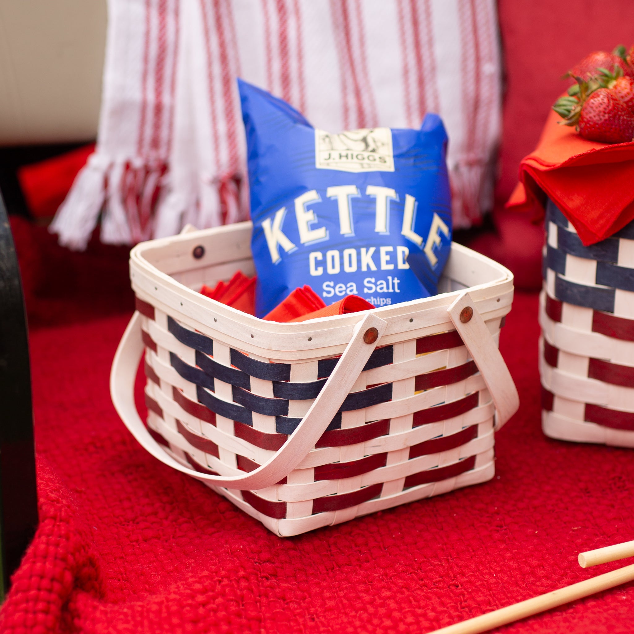 Americana Provision Picnic Basket with Protectors - White - 图片 3