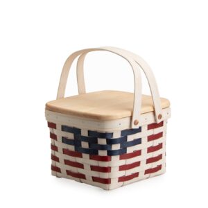 Americana Provision Picnic Basket with Lid and Protectors - White
