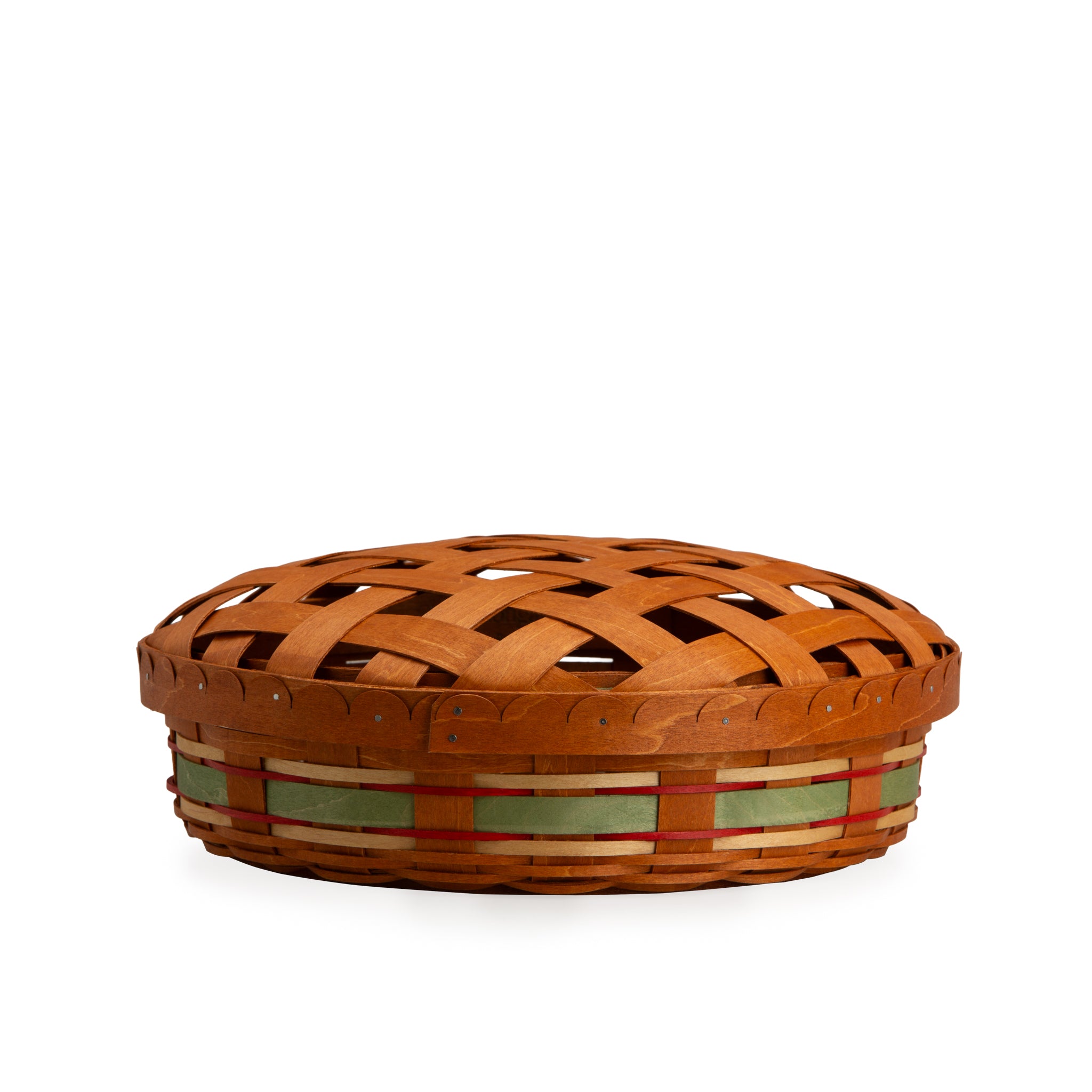 Apple Picking Medium Pie Basket with Lid and Protector - Green