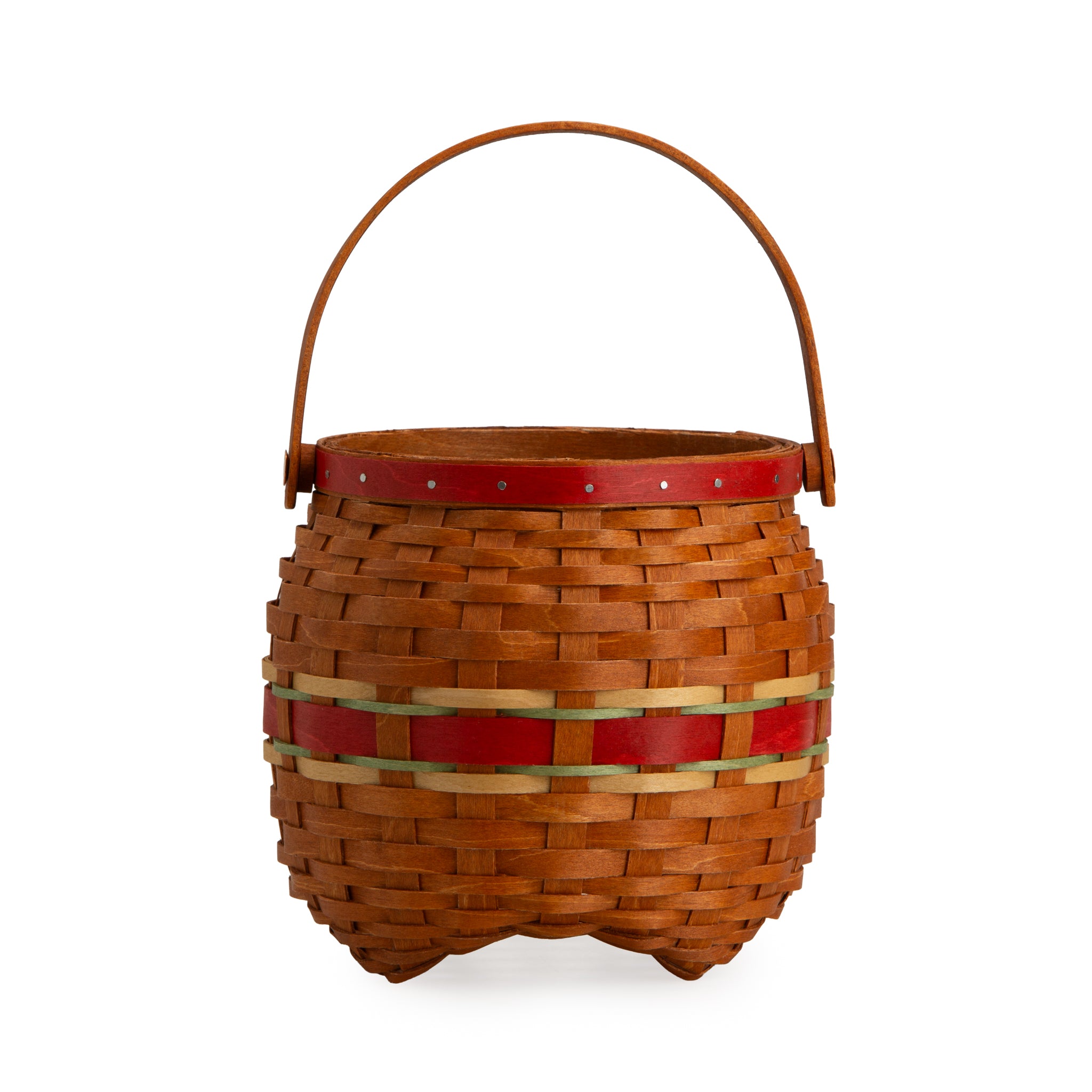 Apple Picking Small Round Basket with Protector - Red