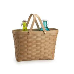 Handled Tote Basket - Light Brown