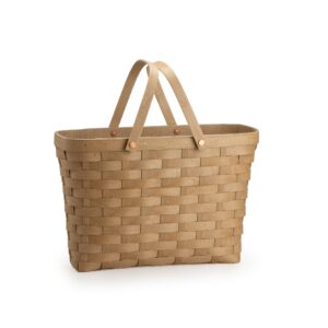 Handled Tote Basket with Protector - Light Brown