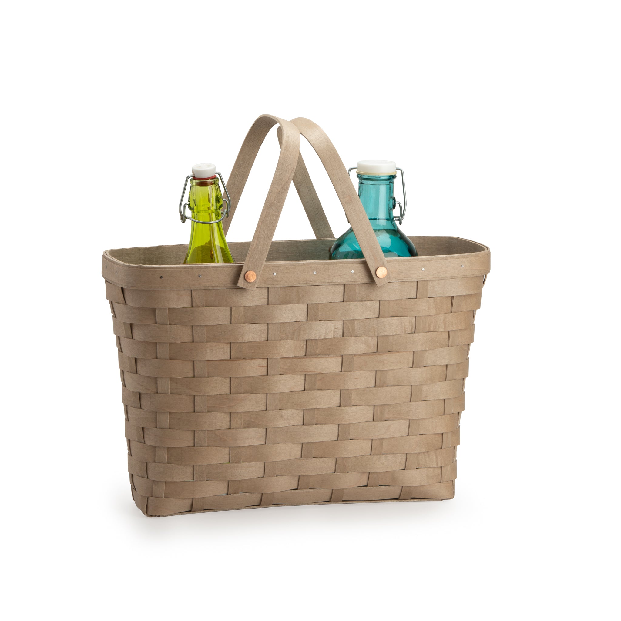 Handled Tote Basket with Protector - Pale Grey