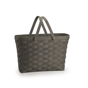 Handled Tote Basket with Protector - Pewter