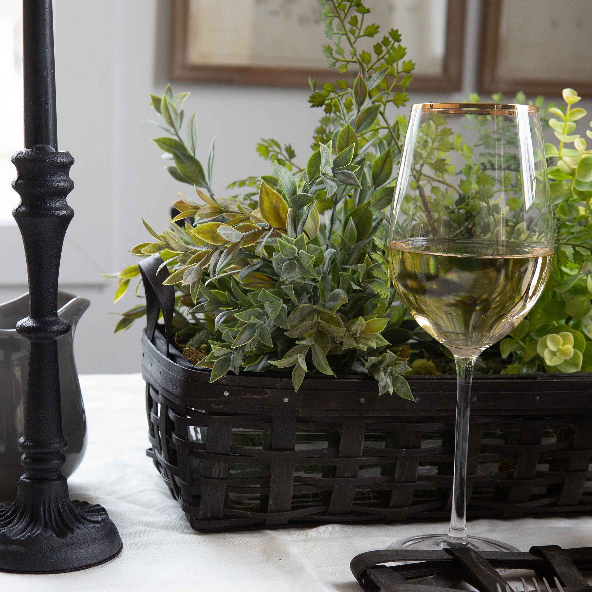 1896 Long Centerpiece Basket - Black - 图片 3