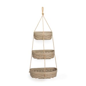 Hanging Three Tier Basket - Pale Grey