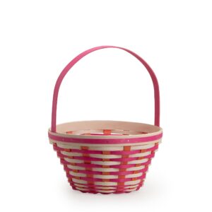 Medium Tapered Easter Basket - Bright Pink Multi Weave