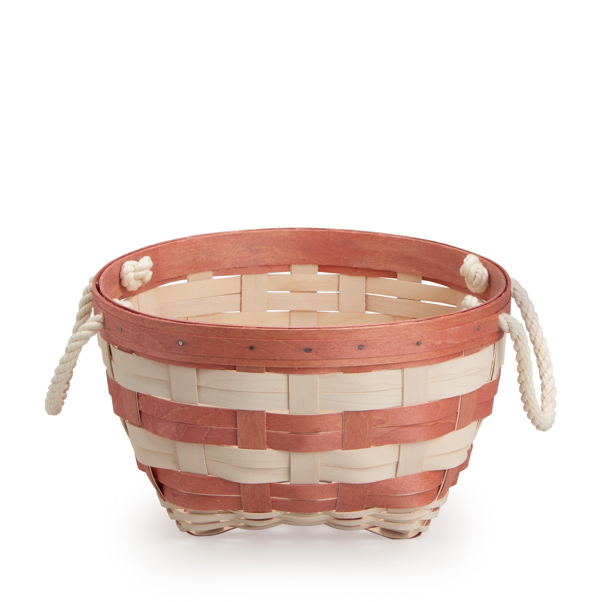Medium Interstacking Rope Basket - Light Red Stripe - 图片 2