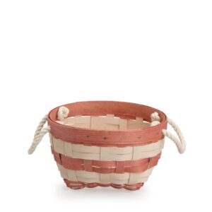 Small Interstacking Rope Basket - Light Red Stripe