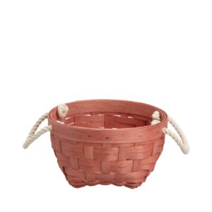 Small Inter-stacking Rope Basket with Protector - Light Red