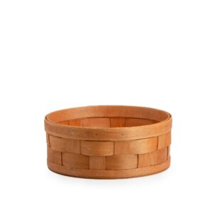 Wide Weave Short Round Basket with Protector - Terracotta