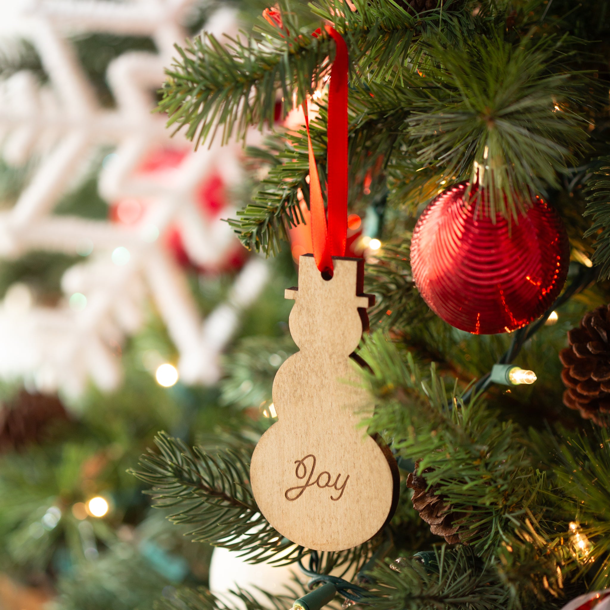 Christmas Wooden Snowman Ornament - Joy - 图片 2
