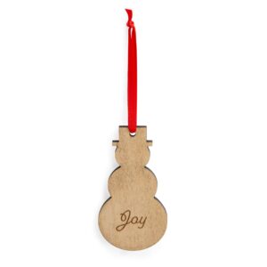 Christmas Wooden Snowman Ornament - Joy
