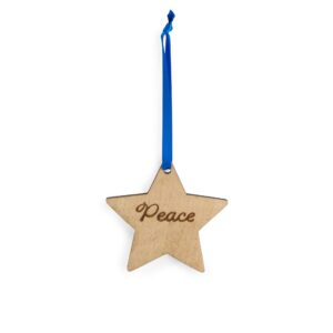 Christmas Wooden Star Ornament - Peace
