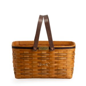 Collector's Equestrian Large Market Basket with Protector - Leather Trim
