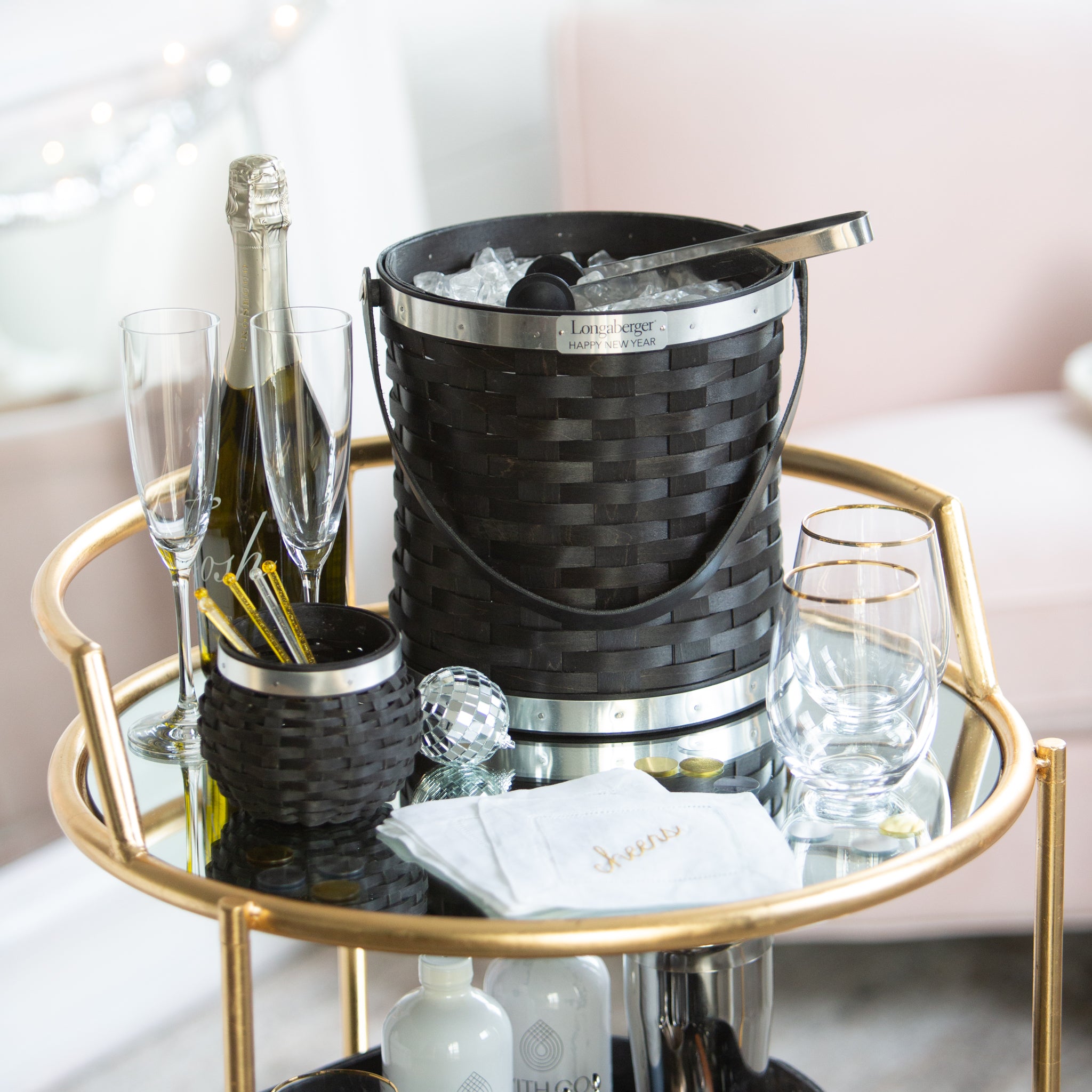 Collector's New Year's Eve Bottle Chiller Basket with Protector - Aluminum - 图片 3