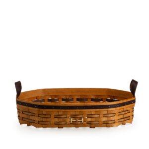 Equestrian Large Tray Basket with Protector - Leather Trim