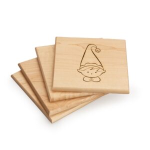 Elf Holiday Wood Coaster Set