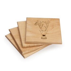 Reindeer Holiday Wood Coaster Set