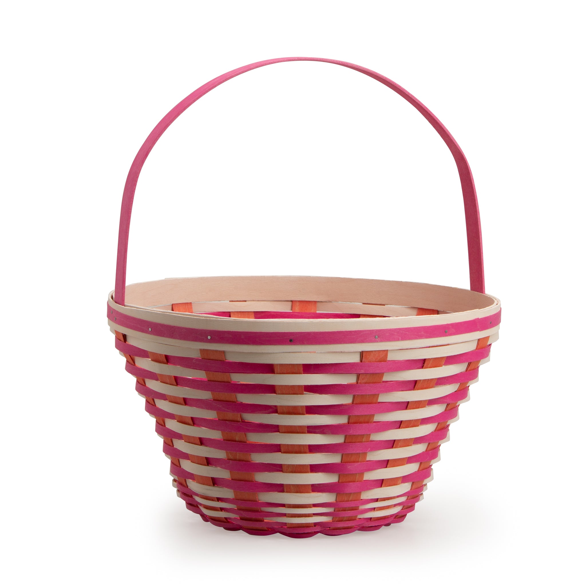 Large Tapered Easter Basket with Protector - Bright Pink Multi Weave