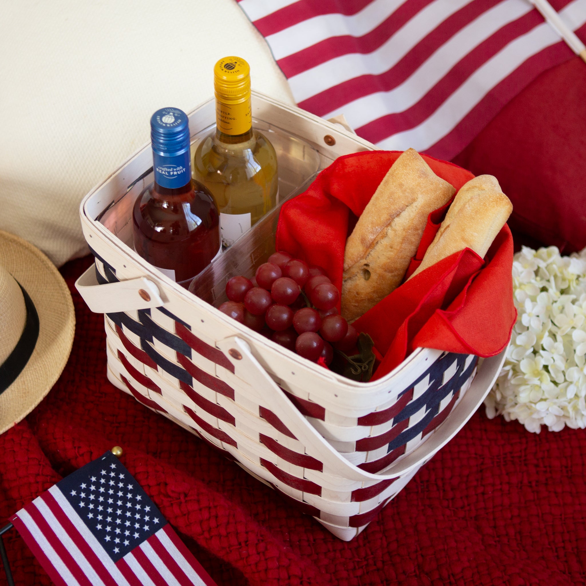 Americana Homestead Picnic Basket with Protectors - White - 图片 3