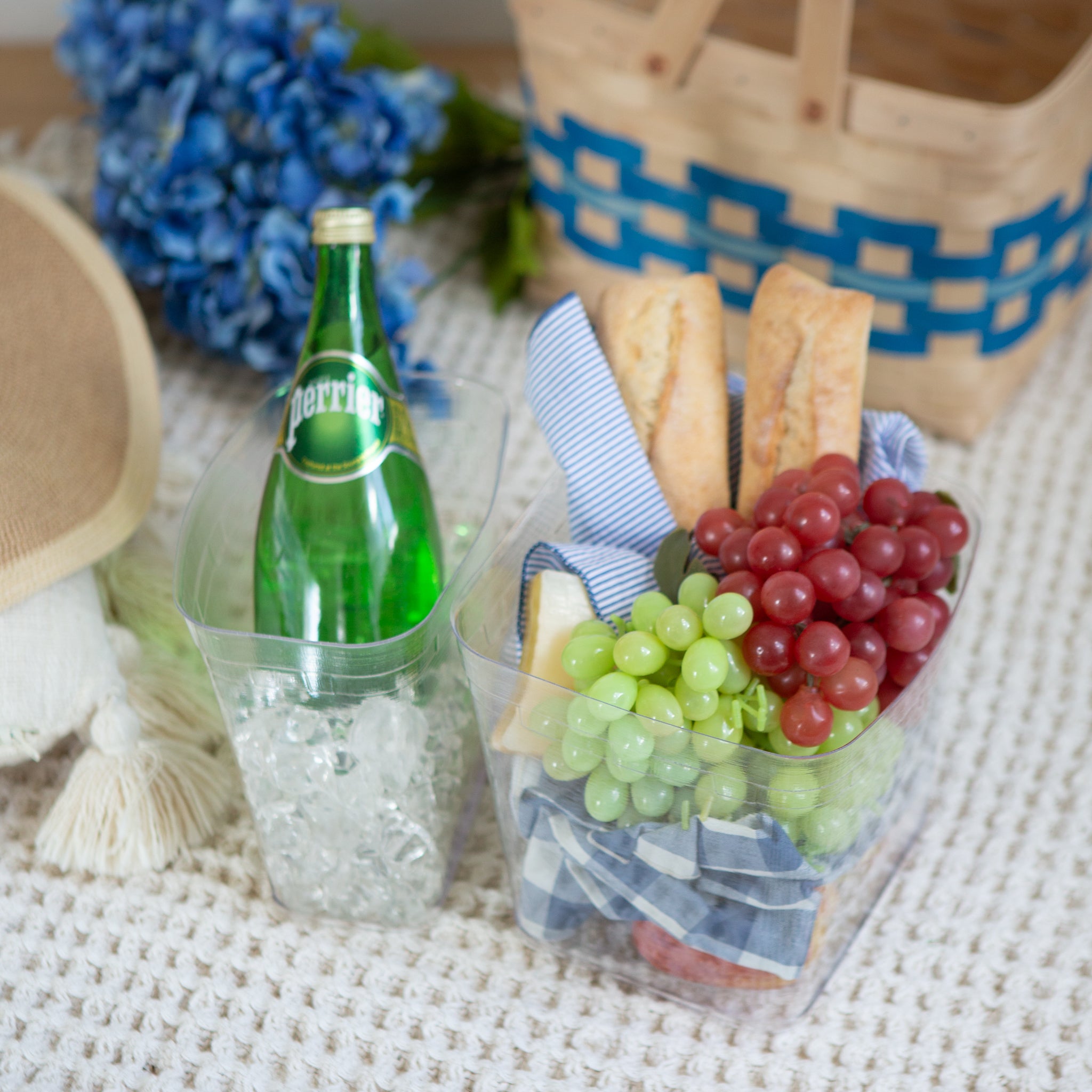 Spring Homestead Picnic Basket with Lid and Protectors - Blueberry - 图片 6
