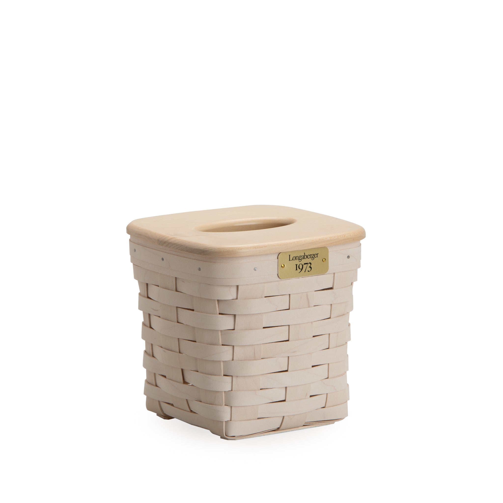 1973 Tall Tissue Basket with Lid and Protector - White
