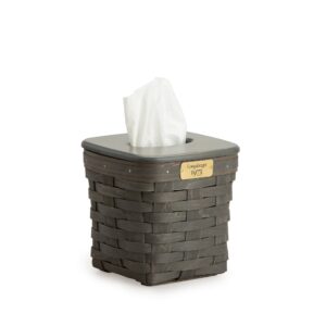 1973 Tall Tissue Basket Set with Lid and  Protector - Pewter