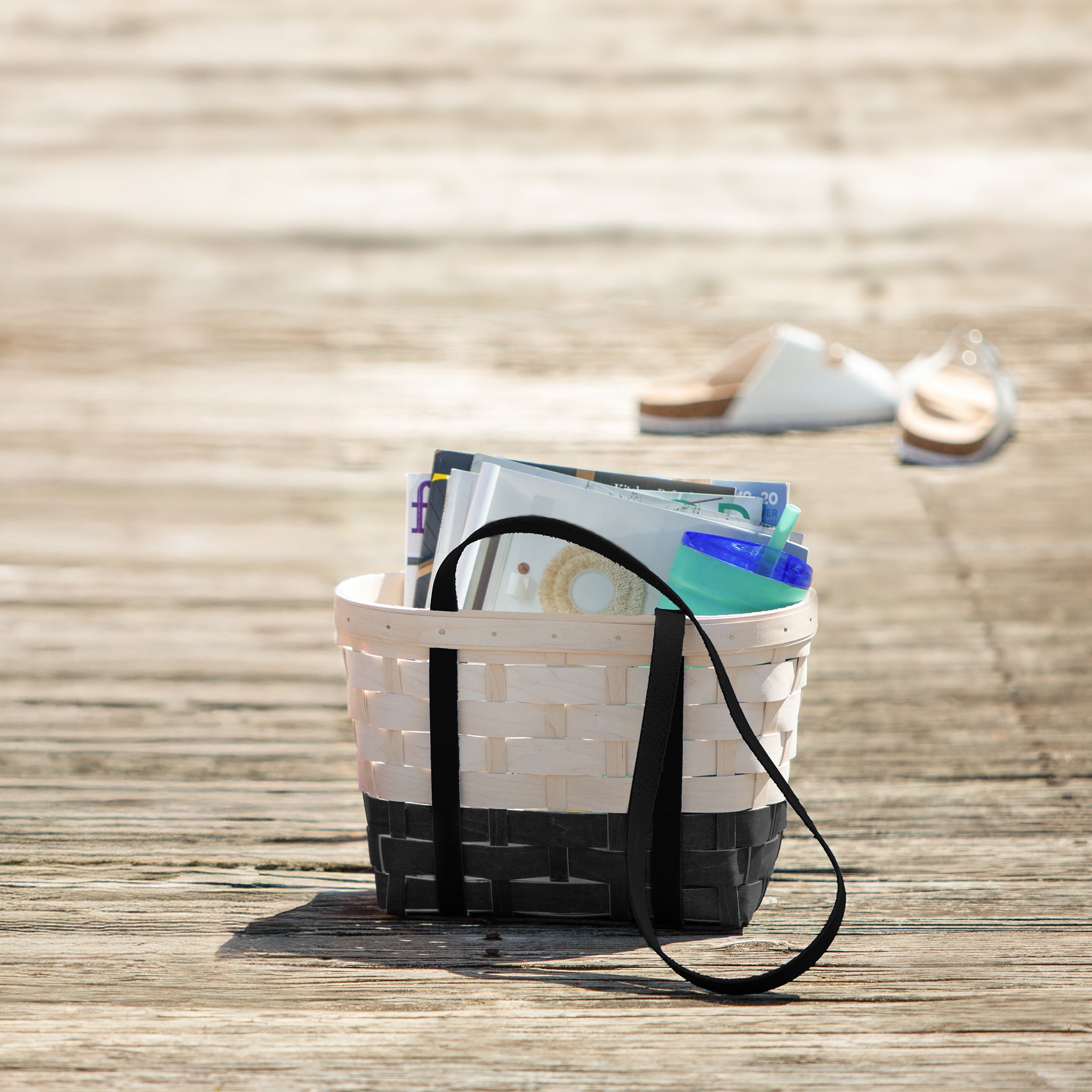 Medium Boardwalk Basket - Black and White - 图片 2