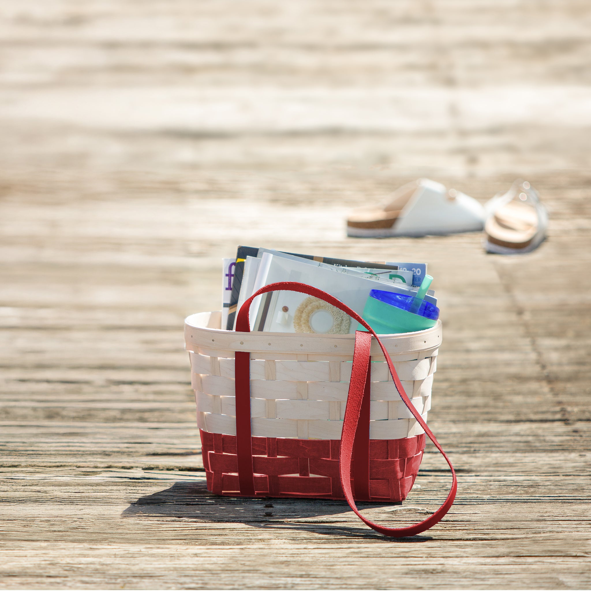 Medium Boardwalk Basket - Red and White - 图片 2