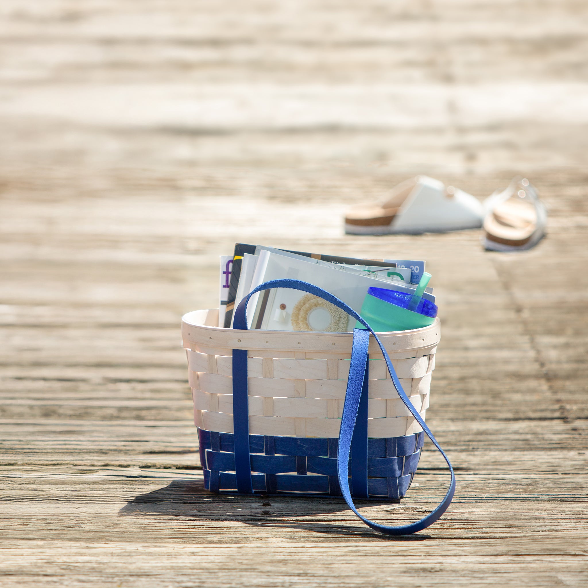 Medium Boardwalk Basket - Blue and White - 图片 2
