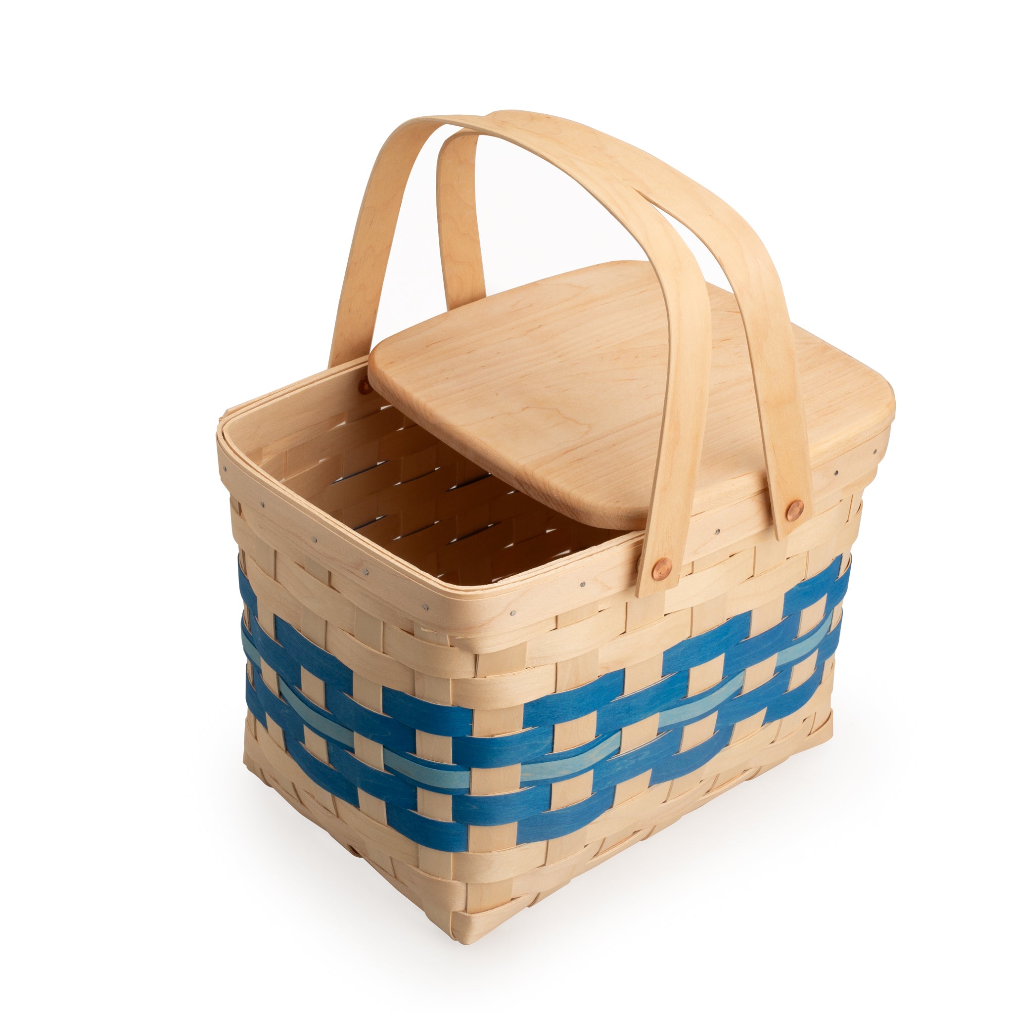 Spring Homestead Picnic Basket with Lid and Protectors - Blueberry