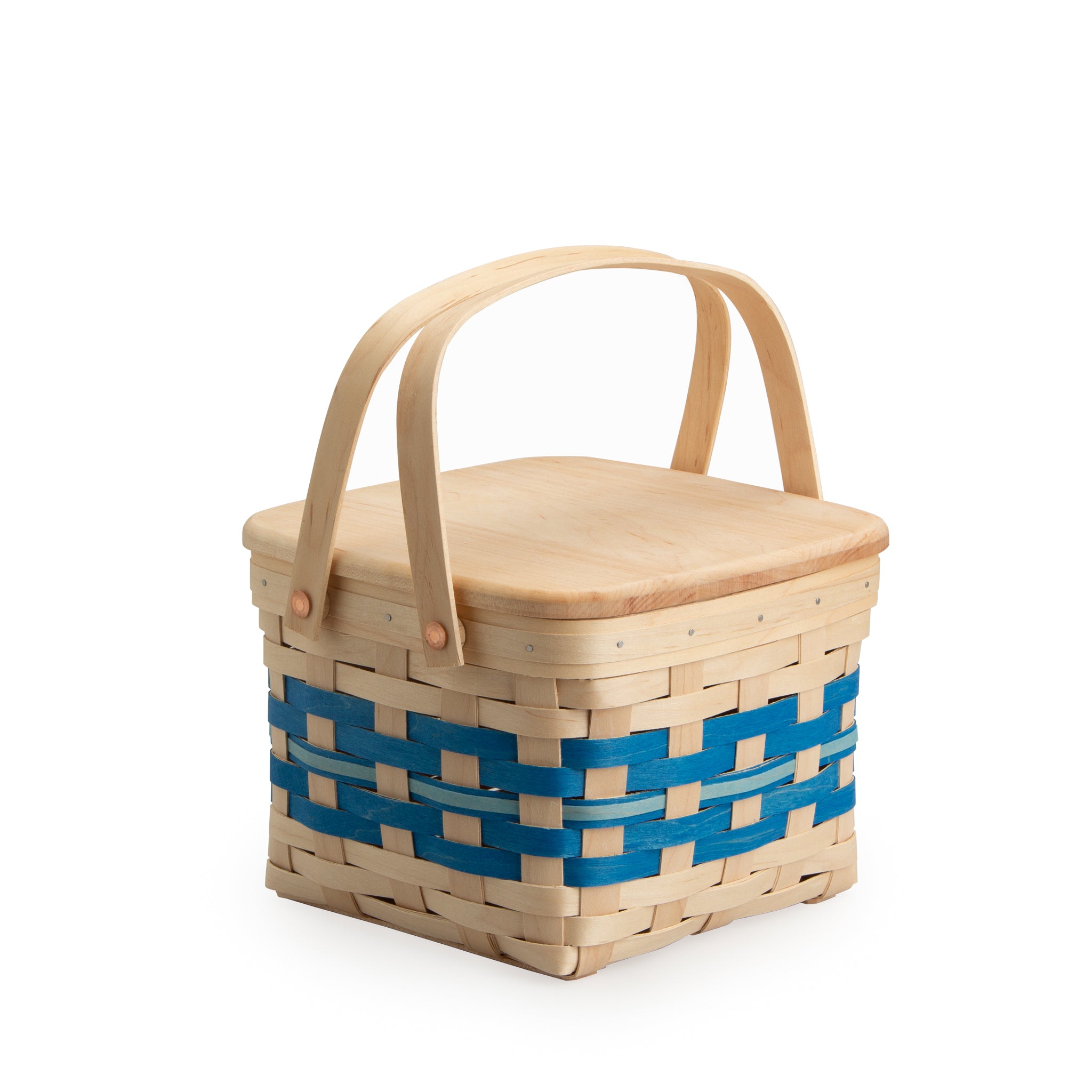 Spring Provision Picnic Basket with Lid and Protectors - Blueberry