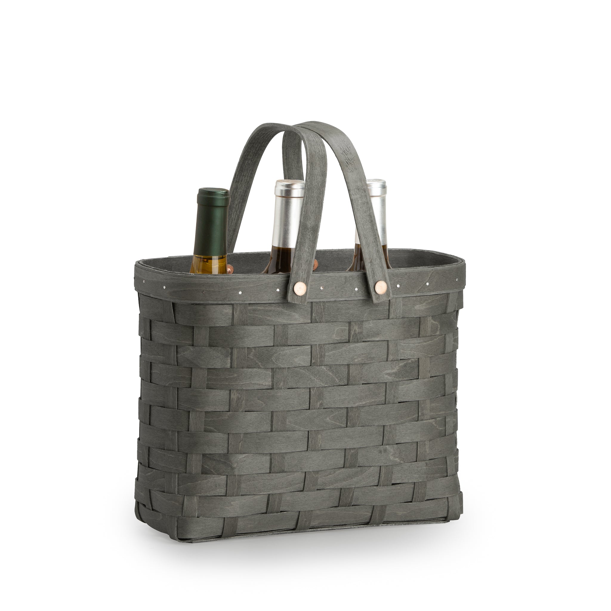 Wine Caddy Basket Set with Protector - Pewter - 图片 2